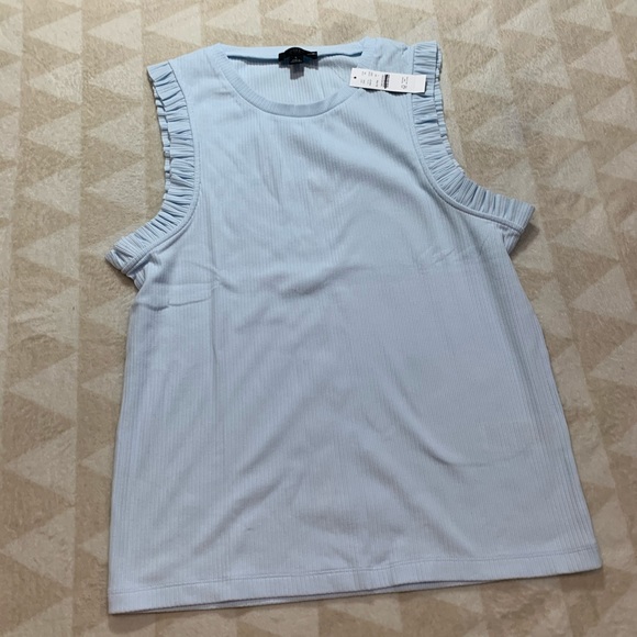 J crew blue rubbed ruffle tank top fitted - Picture 2 of 5